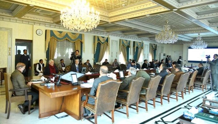 Prime Minister Shehbaz Sharif presides over a cabinet meeting. — APP