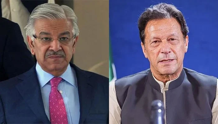 A combo of the pictures of Defence Minister Khawaja Asif (left) and PTI Chairman Imran Khan. — PID/Instagram/File