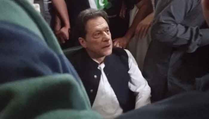 Imran Khan appears in the court on February 28, 2023. — YouTube/GeoNews/Screengrab