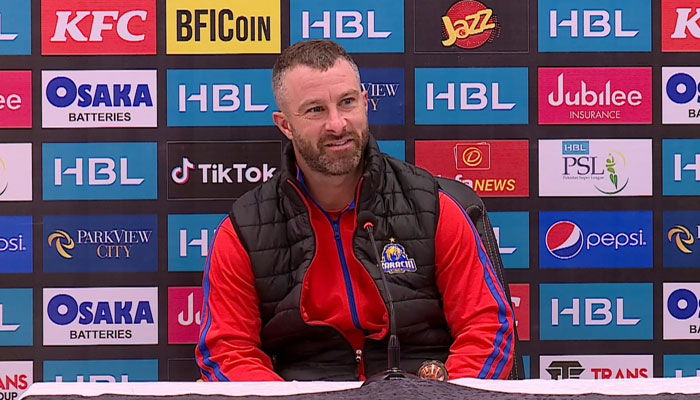 Matthew Wade addresses the media on March 1,2023 in Rawalpindi - PCB