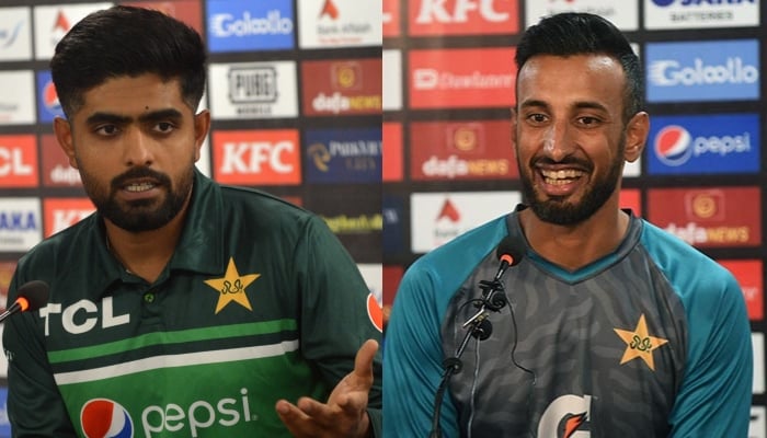Pakistans skipper Babar Azam (L) and top-order batter Shan Masood (R). — AFP/File