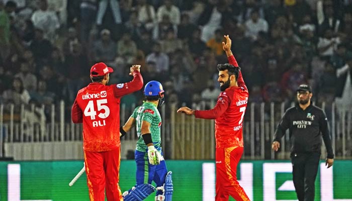 Multan Sultans batter and Islamabad United player during the 24th match of the eighth season of Pakistan Super League (PSL) at the Pindi Cricket Stadium in Rawalpindi on March 7, 2023. — PSL