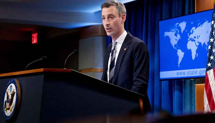 State Department spokesman Ned Price speaks during a news conference at the State Department in Washington, on February 28, 2022. — AFP
