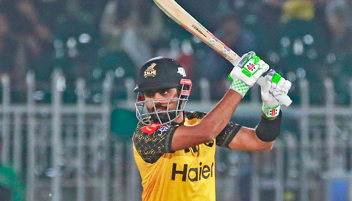 Peshawar Zalmi captain Babar Azam in action during a match against Quetta Gladiators, on March 8, 2023, in Rawalpindi. — PSL