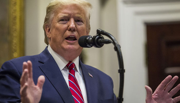 Donald Trump photographed on November 15, 2019 during his presidency as he delivered remarks in the Roosevelt Room at the White House in Washington, DC. AFP/File