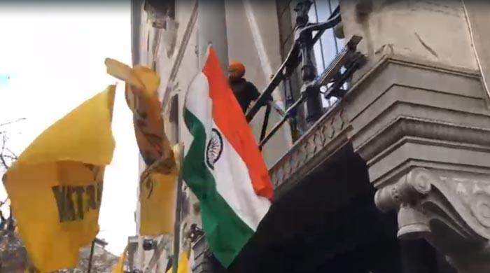 Indian flag replaced with Khalistan flag at Indian High Commission in London