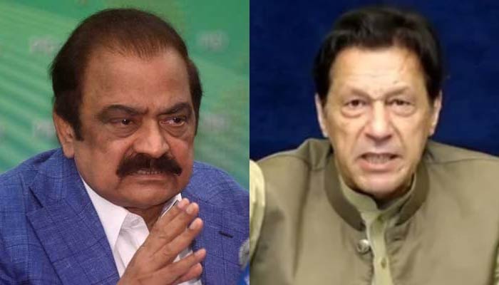Interior Minster Rana Sanaullah (left) and PTI chairman Imran Khan. — APP/File/YouTube/PTI