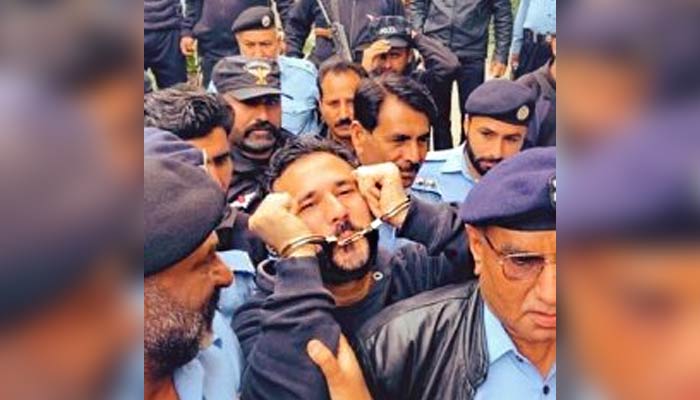 PTI Chairman Imran Khans nephew and focal person on legal affairs Hassaan Niazi being arrested. — Twitter/@Adnan_Zaheer