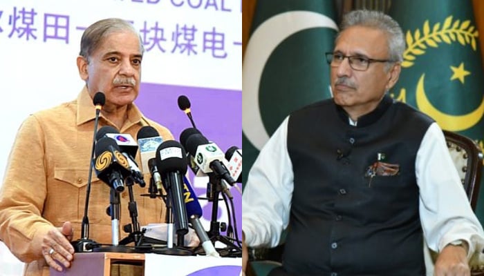 File photos of Prime Minister Shehbaz Sharif and President Arif Alvi. —  APP/File
