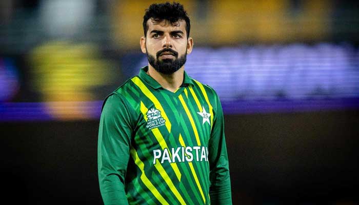 Pakistans captain Shadab Khan looks on during the ICC mens Twenty20 World Cup 2022 cricket warm-up match between Pakistan and England at the Gabba in Brisbane on October 17, 2022. — AFP/File