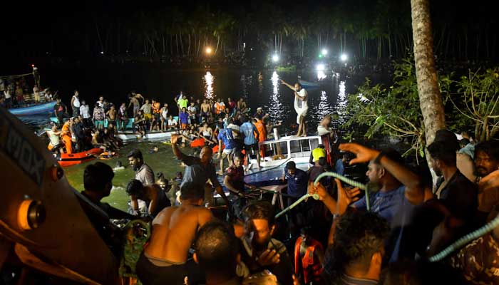 Rescue team members search for survivors after a boat capsized off the coastal town of Tanur in the Malappuram district of the southern state of Kerala, India, May 7, 2023. — Reuters