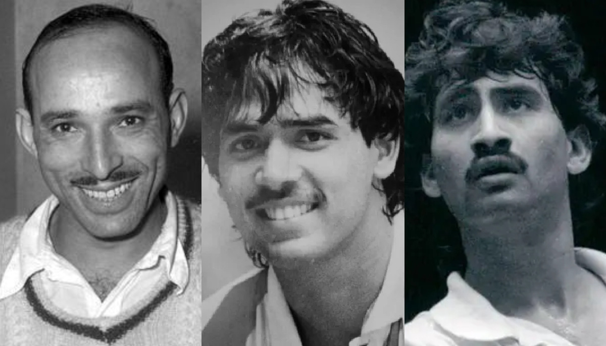 Former Pakistan squash players late Hashim Khan, Sohail Qaisar and Jansher Khan. —The Times /Squash Mad/Squash Site