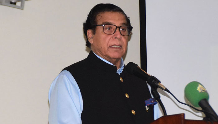 Speaker National Assembly Raja Pervaiz Ashraf addresses an event in Islamabad on July 14, 2023. — Online
