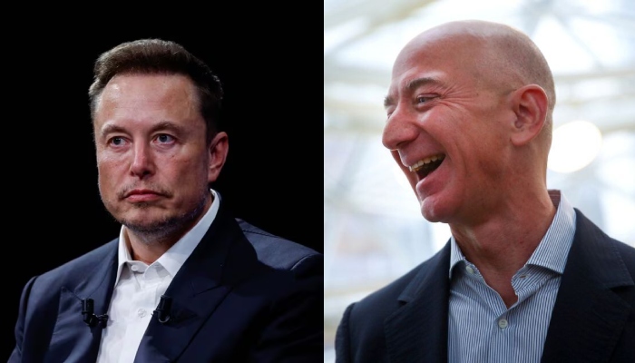 This combination of images shows Tesla CEO Elon Musk (left) and Amazon founder Jeff Bezos. — Reuters/Files
