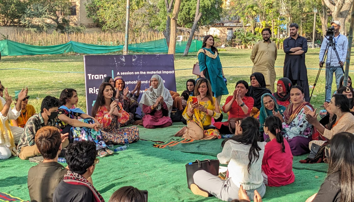A session on transgender rights, conducted by activist and KMC City Council member Shehzadi Rai at Frere Hall Karachi on March 8, 2024. — Author