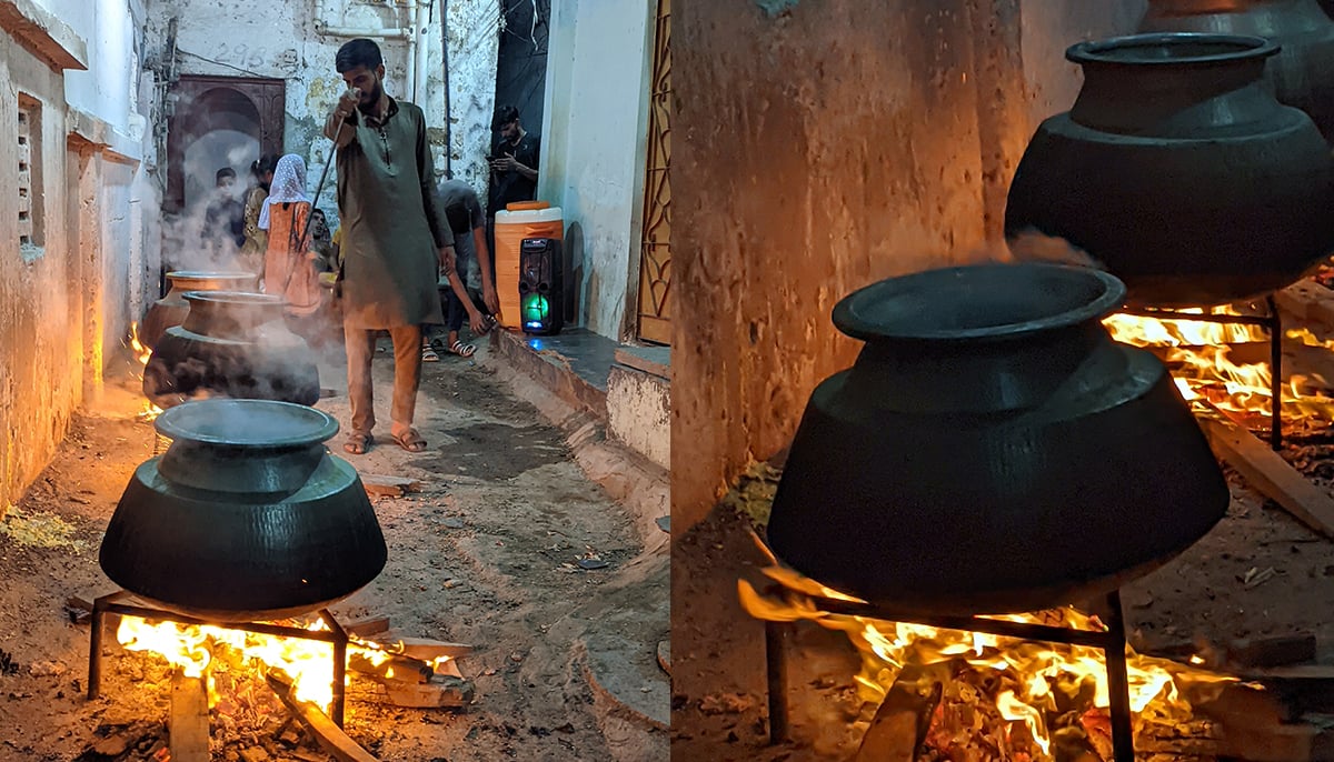 People preparing haleem to mark the month of Muharram in Karachi, on July 15, 2024. — Geo.tv via Faizan