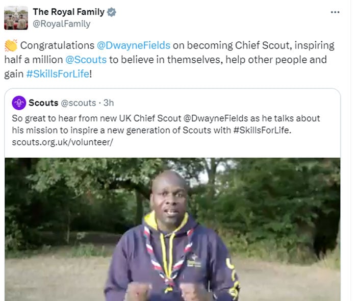 Royal family congratulates Dwayne Fields on major achievement