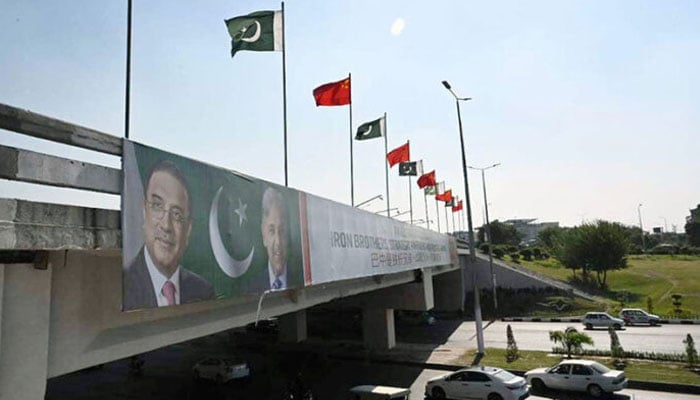 Flags and Banners displayed in Islamabad on October 13, 2024 ahead of the 23rd Shanghai Cooperation Organisation (SCO) Summit. — APP