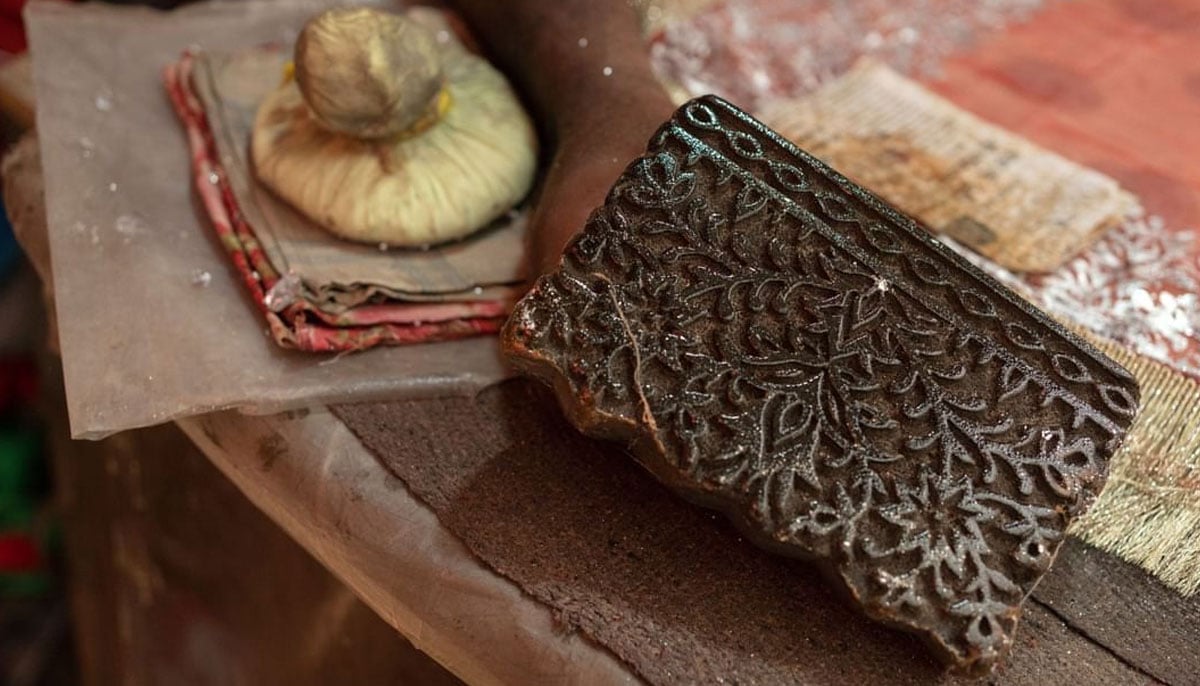 Wooden block with motives to make chaapa designs. — Photo by Afzal Adeeb Khan