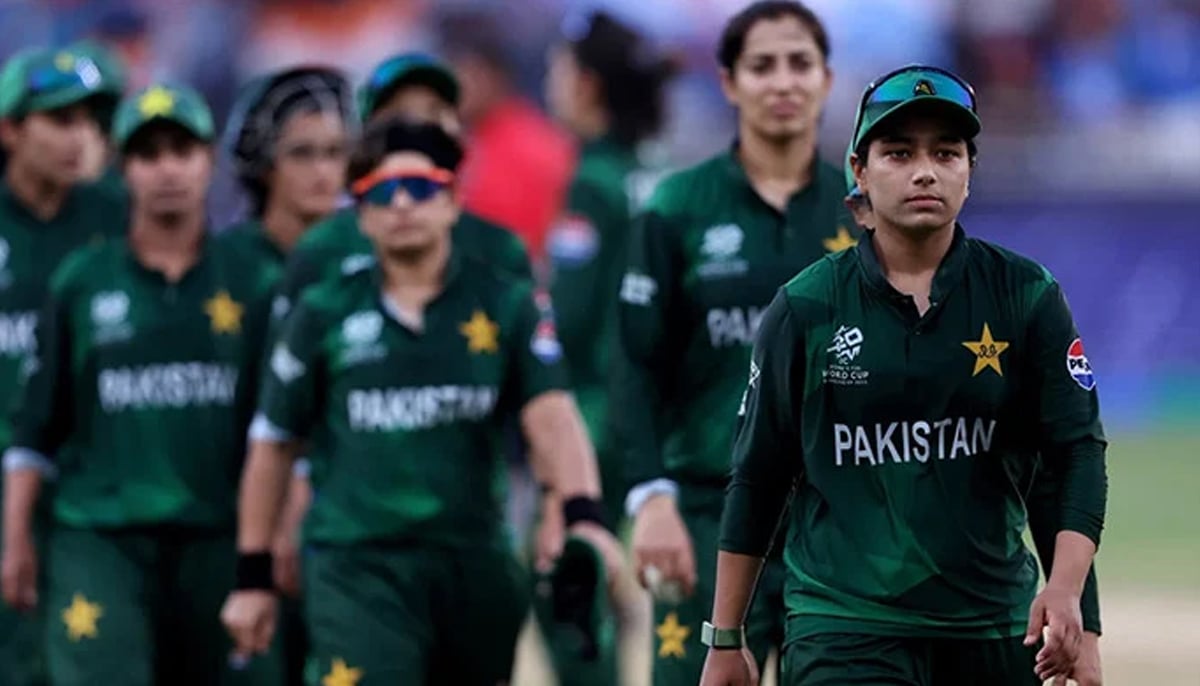 A dejected Fatima Sana leading her team off of the ground after losing against arch-rivals Indias women cricket team during the T20 World Cup 2024 on October 6, 2024, at the Dubai International Stadium. — ICC