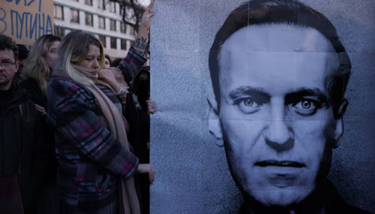 People gather outside the Russian embassy, following the death of Russian opposition leader Alexei Navalny on February 16, 2024. &mdash; Reuters