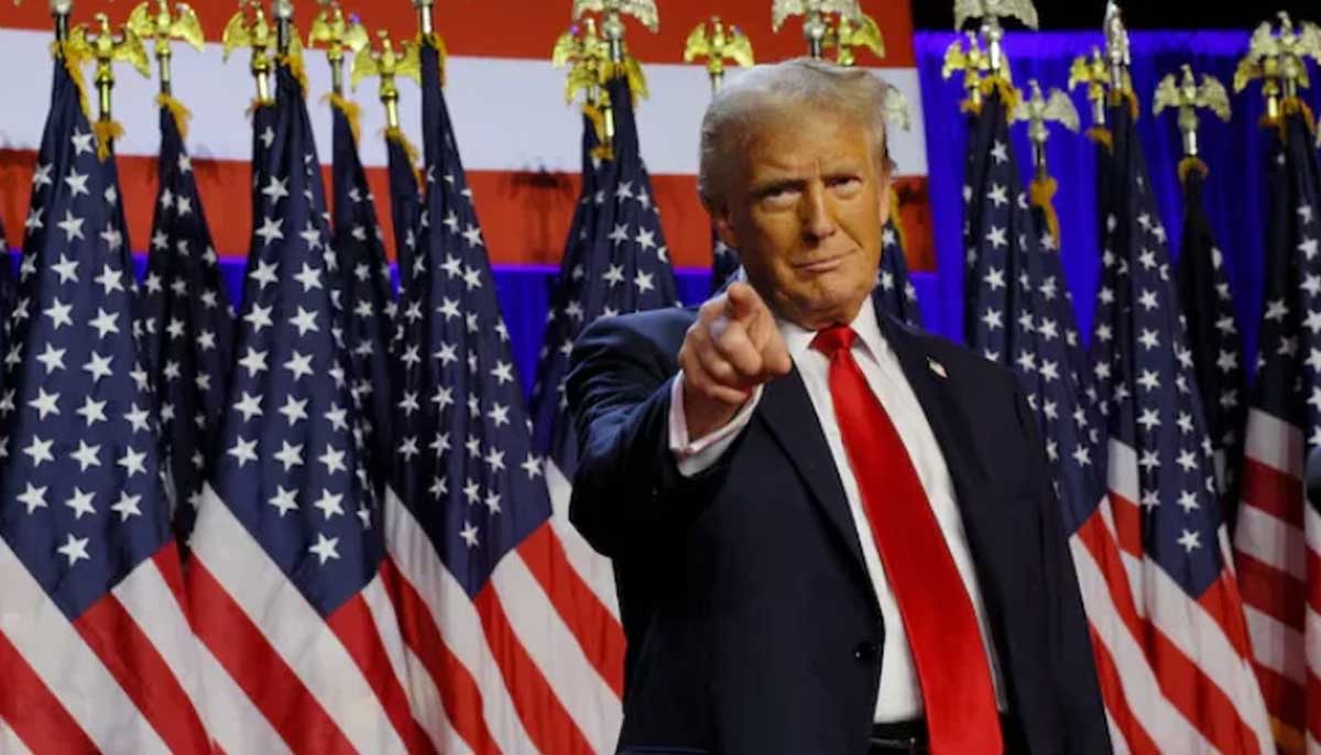 President-elect Donald Trump takes the stage to address supporters at his rally, at the Palm Beach County Convention Centre in West Palm Beach, Florida, US on November 6, 2024. &mdash; Reuters