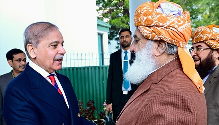 JUI-F Chief Maulana Fazlur Rehman calls on PM Shehbaz Sharif on December 20, 2024. — Facebook/@juipakofficial
