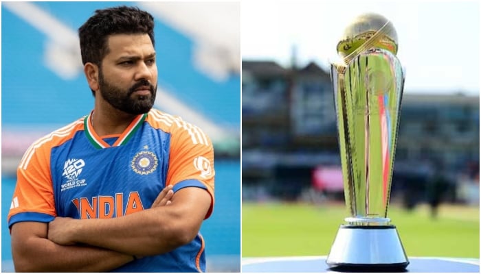 This collage shows Indian cricket teams skipper Rohit Sharma and ICC Champions Trophy. — Instagram/@rohitsharma45/ICC/File