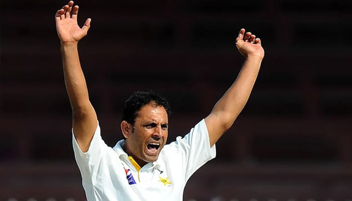 Pakistans former left-arm orthodox spinner Abdur Rehman in action during a match. — AFP/File