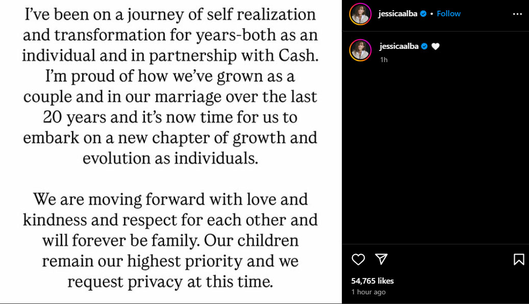 Jessica Alba gets honest about Cash Warrens split