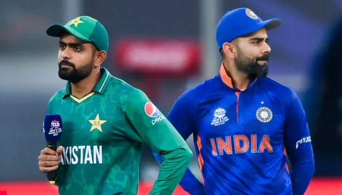 Pakistans Babar Azam (L) and Indias Virat Kohli (R) look in opposite directions during a match between the two teams in this undated photo. — AFP/File
