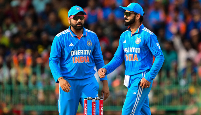 Indias Virat Kohli (R) and captain Rohit Sharma gestures during the second ODI cricket match between India and Sri Lanka at the R. Premadasa International Cricket Stadium in Colombo on August 4, 2024. — AFP/File