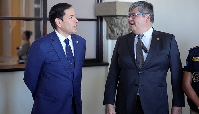 Secretary of State Marco Rubio, accompanied by Guatemalan Interior Minister Francisco Jimenez, tours a migrant return center at La Aurora International Airport in Guatemala City, February 5, 2025. — Reuters