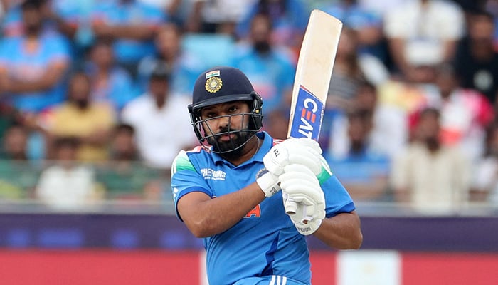 Indias Rohit Sharma plays a shot during ICC Mens Champions Trophy 2025 match between India and Bangladesh at Dubai International Stadium on February 20, 2025. — Reuters