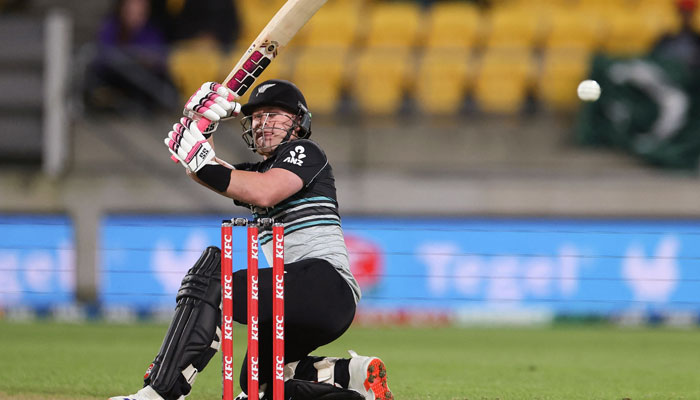 New Zealands Tim Sifert plays a shot during the Twenty20 cricket match between New Zealand and Pakistan at Sky Stadium in Wellington on March 26, 2025. — AFP