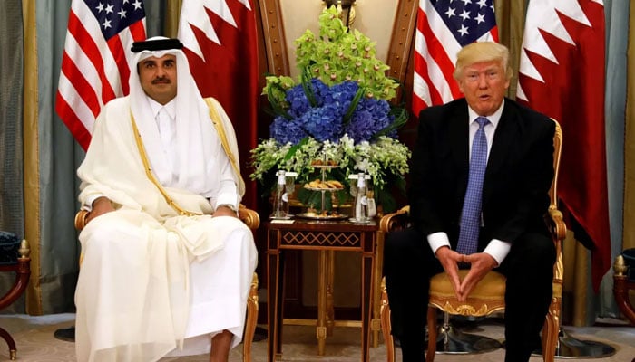Qatars Emir Sheikh Tamim Bin Hamad al-Thani during a meeting with US President Donald Trump. — Reuters/File