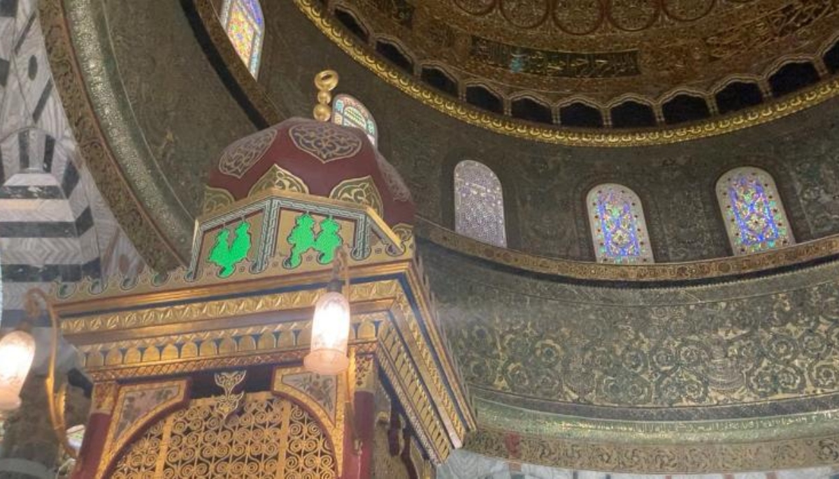 Intricate Quranic inscriptions grace the walls of the Dome of the Rock, reflecting the beauty of Islamic art and devotion, just beneath the Golden Dome. — Reporter