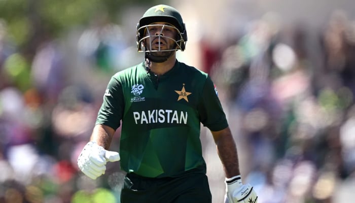Usman Khan after being dismissed against USA during the T20 World Cup 2024 in Dallas on June 6, 2024. — ICC