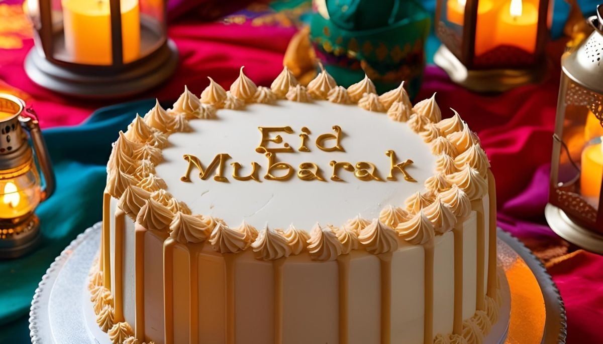 An Eid cake is set on a table. — Canva