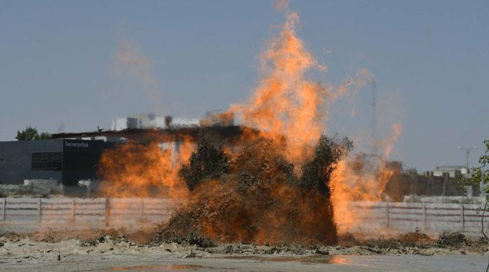 Korangi Creek fire rages for 10th straight day