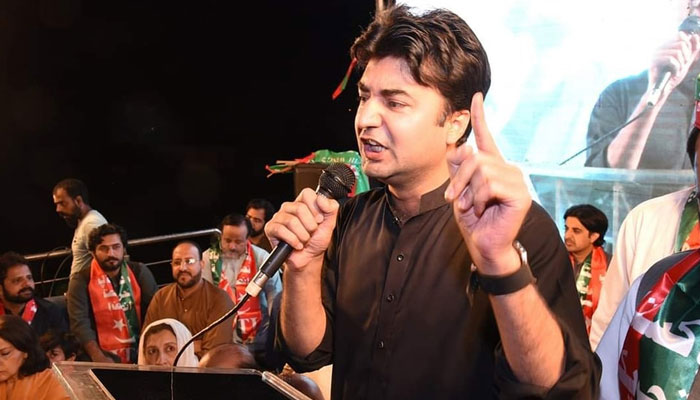 Former federal minister Murad Seeed addresses public gathering on April 15, 2023. — Facebook/@MuradSaeed