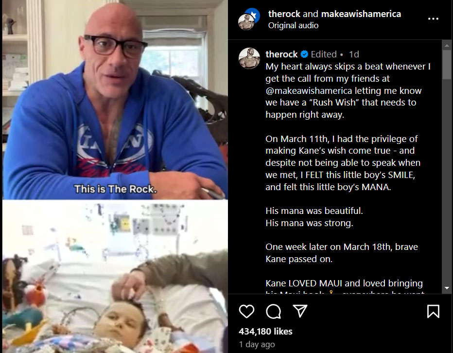 Dwayne Johnson fulfils last wish of bed-ridden fan