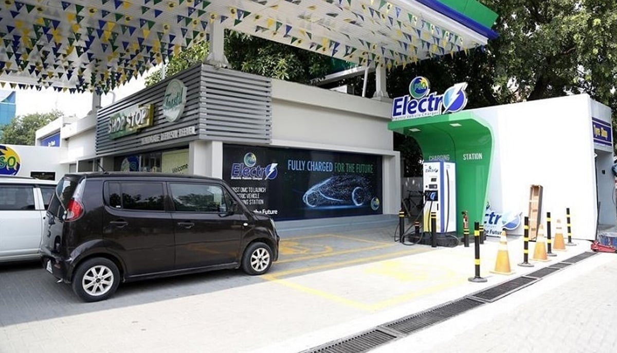 This file photograph shows Pakistans first electric vehicle charging station in Islamabad. — Xinhua