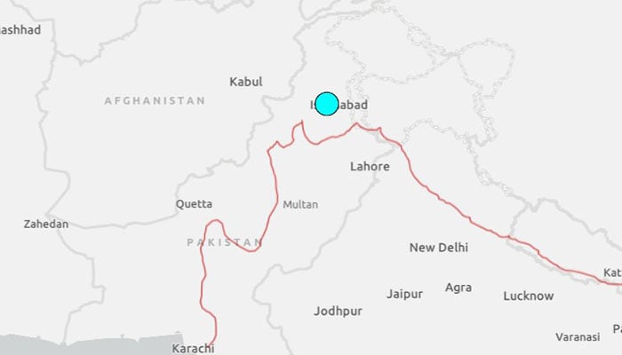 A map showing the epicentre of the earthquake near Islamabad. — USGS website