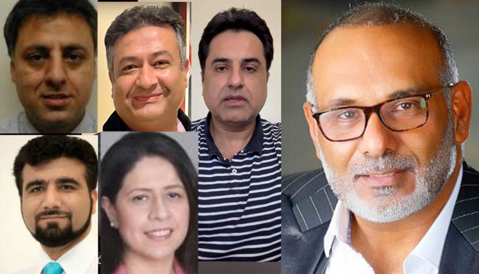 American-Pakistani tycoon Tanweer Ahmed (main picture, from right): PTI USA senior leader Atif Khan, Sardar Abdul Sami, Dr Usman Malik, Dr Saira Bilal and Dr Mohammad Munir. — Reporter