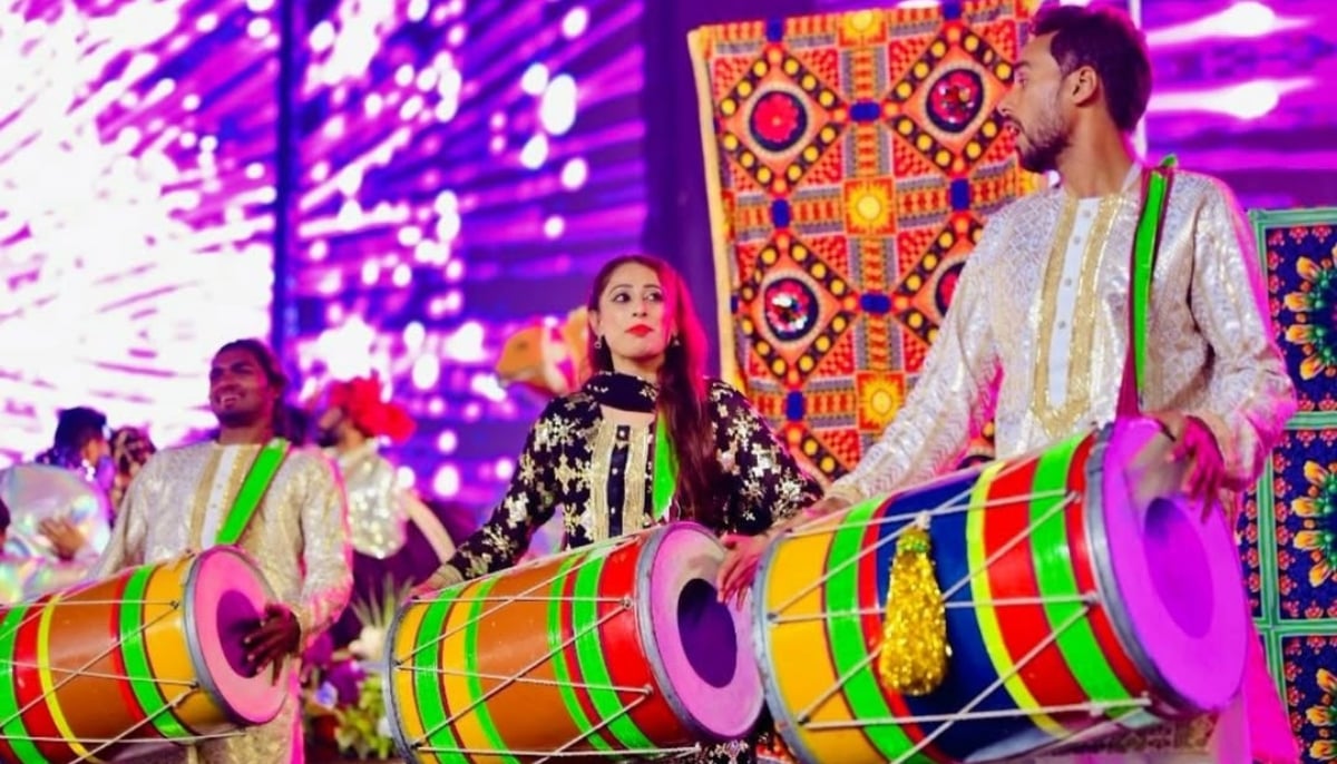 Dhol players perform during the Horse and Cattle Show held at the Fortress Stadium in Lahore in February this year. — Instagram/@maryamnawazofficial