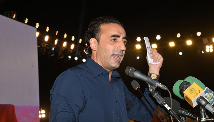 PPP Chairman Bilawal Bhutto-Zardari addressing a gathering in Sukkur, on April 25, 2025. — Facebook@Bilawalhouse
