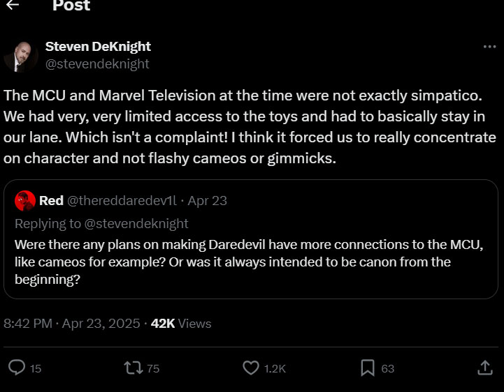 Why does Daredevil not have direct links to the MCU?