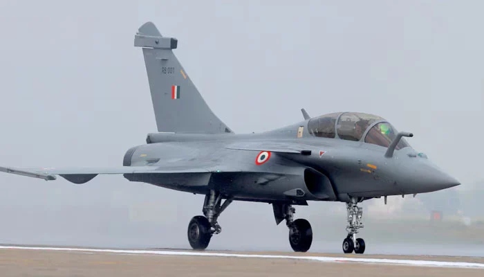 Rafale fighter jet taxis on the tarmac during its induction ceremony at an air force station in Ambala, India, September 10, 2020. — Reuters