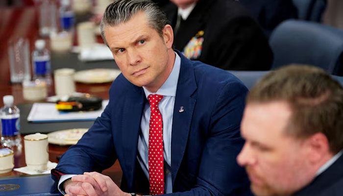 US Defense Secretary Pete Hegseth attends a meeting with Britains Defence Secretary John Healey (not pictured) at the Pentagon in Washington, DC, US, March 6, 2025. — Reuters